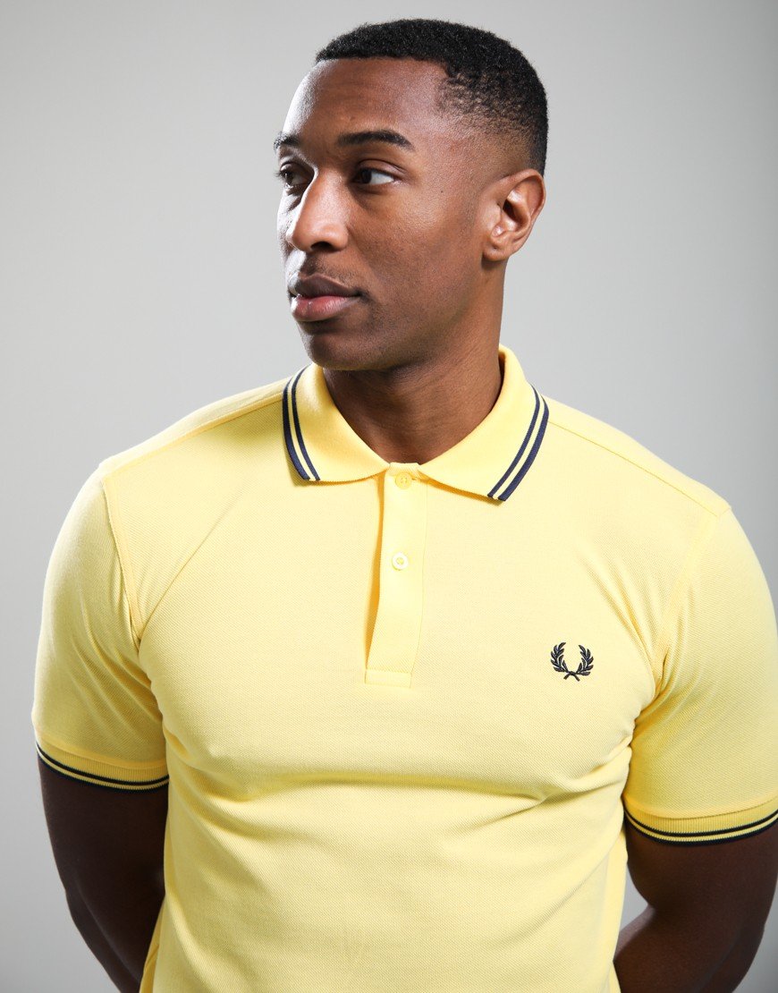 Fred Perry Twin Tipped Polo Shirt Lemon Barley/Tennis Blue