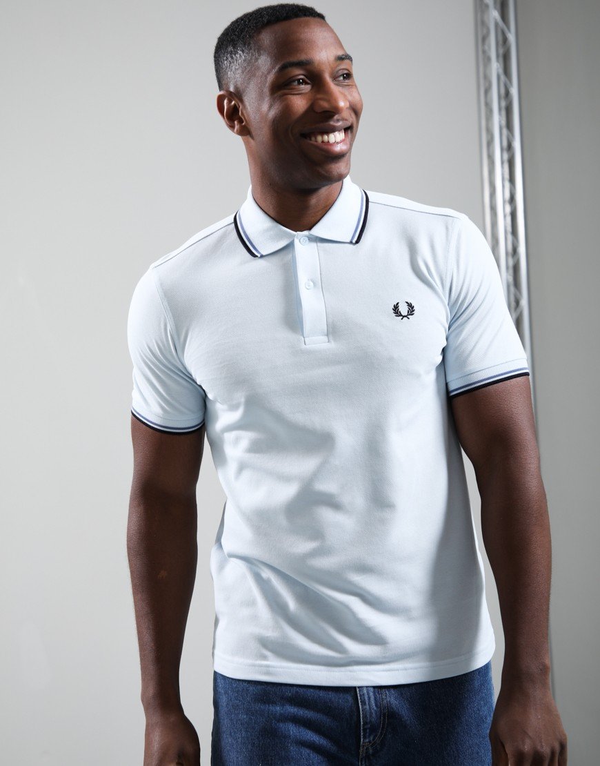 Fred Perry Twin Tipped Polo Shirt Light Ice/Ace Blue/Navy
