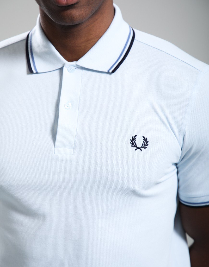 Fred Perry Twin Tipped Polo Shirt Light Ice/Ace Blue/Navy