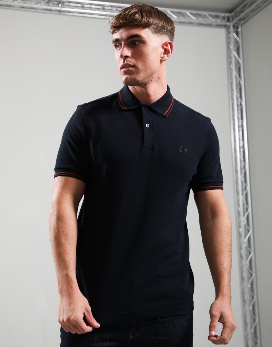 Fred Perry Twin Tipped Polo Shirt Navy/Brandy/Rich Brown