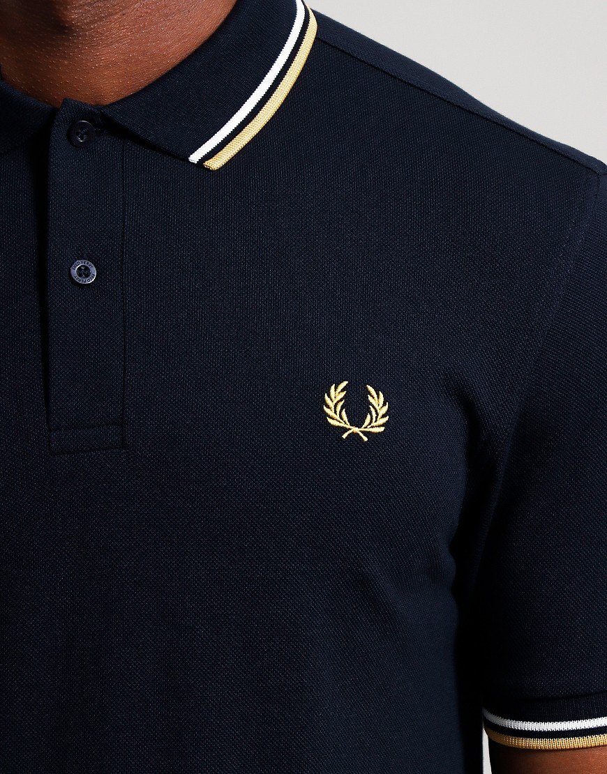 Fred Perry Twin Tipped Polo Shirt Navy/Ecru/Honeycomb