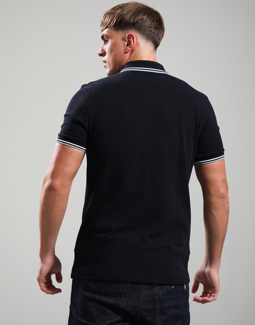 Fred Perry Twin Tipped Polo Shirt Navy/Ecru/Silver Blue