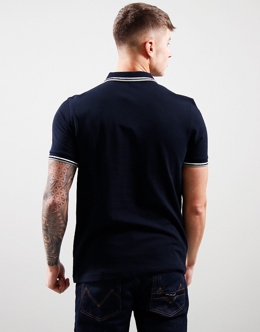 Fred Perry Twin Tipped Polo Shirt Navy/Snow White/Seagrass