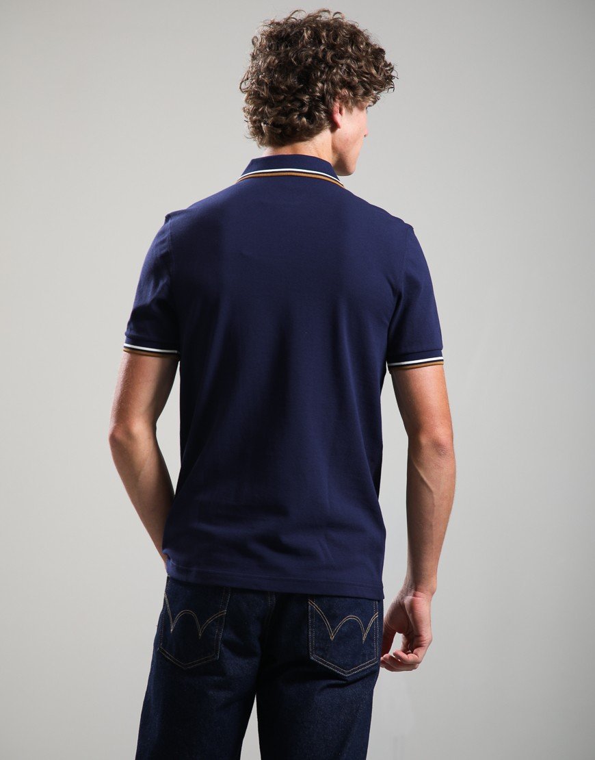 Fred Perry Twin Tipped Polo Shirt Twilight Navy/White/Dark Caramel