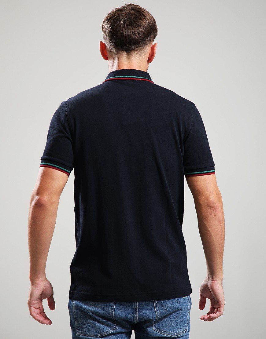 Fred Perry Twin Tipped Polo Shirt Navy/Sport Green/Burnt Red