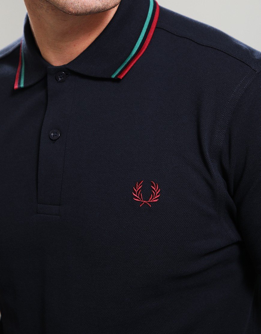 Fred Perry Twin Tipped Polo Shirt Navy/Sport Green/Burnt Red