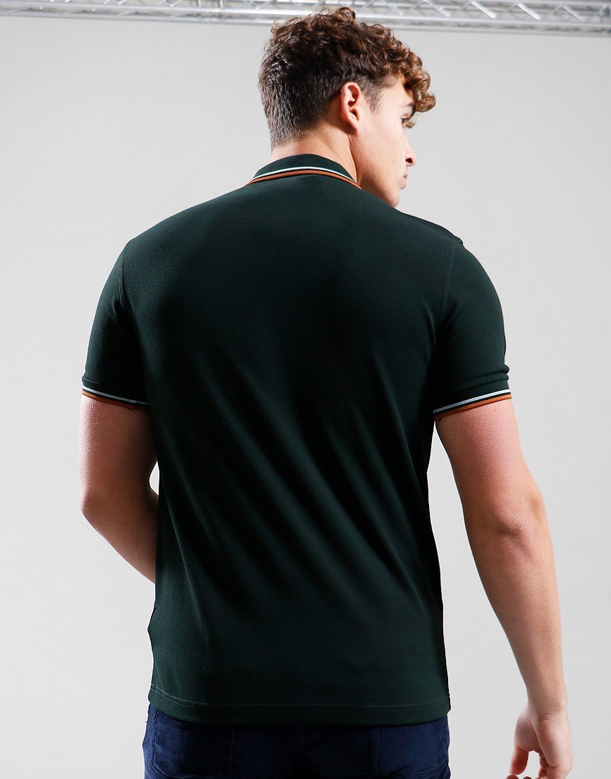 Fred Perry Twin Tipped Polo Shirt Night Green/Silver Blue/Marmalade
