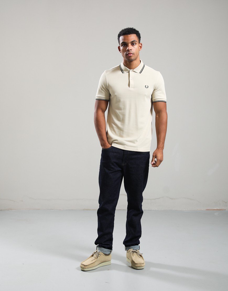 Fred Perry Twin Tipped Polo Shirt Oatmeal/Night Green