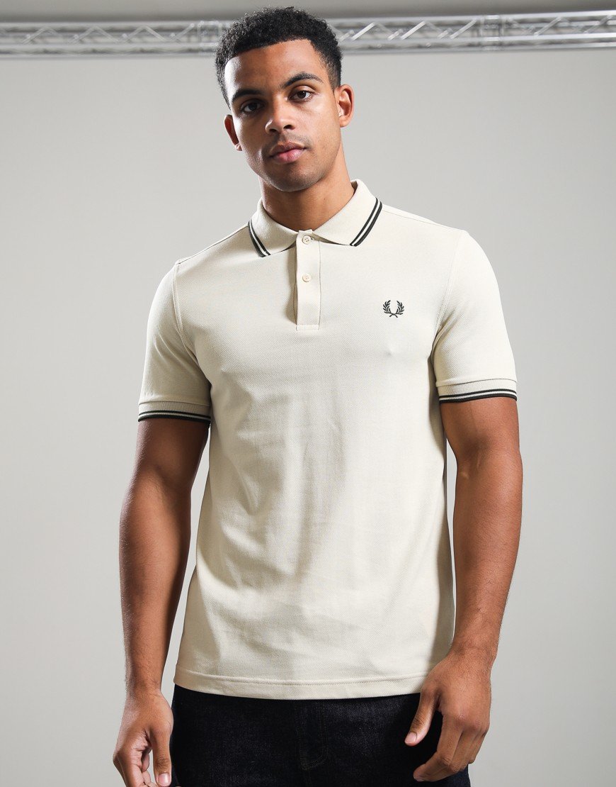 Fred Perry Twin Tipped Polo Shirt Oatmeal/Night Green