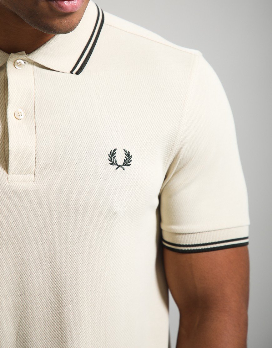 Fred Perry Twin Tipped Polo Shirt Oatmeal/Night Green