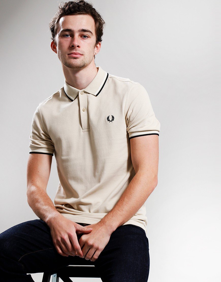 Fred Perry Twin Tipped Polo Shirt Oatmeal/Ecru/Black