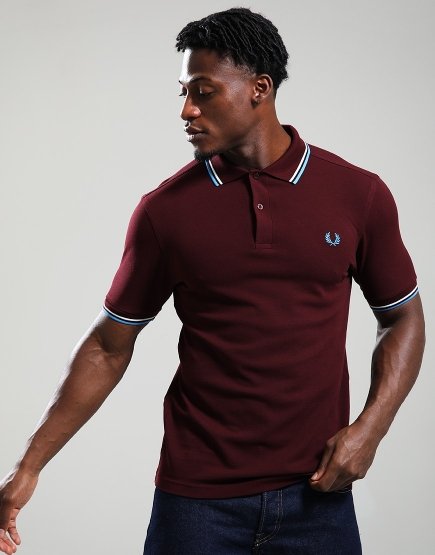 Fred Perry Twin Tipped Polo Shirt Oxblood/Ecru/Blue