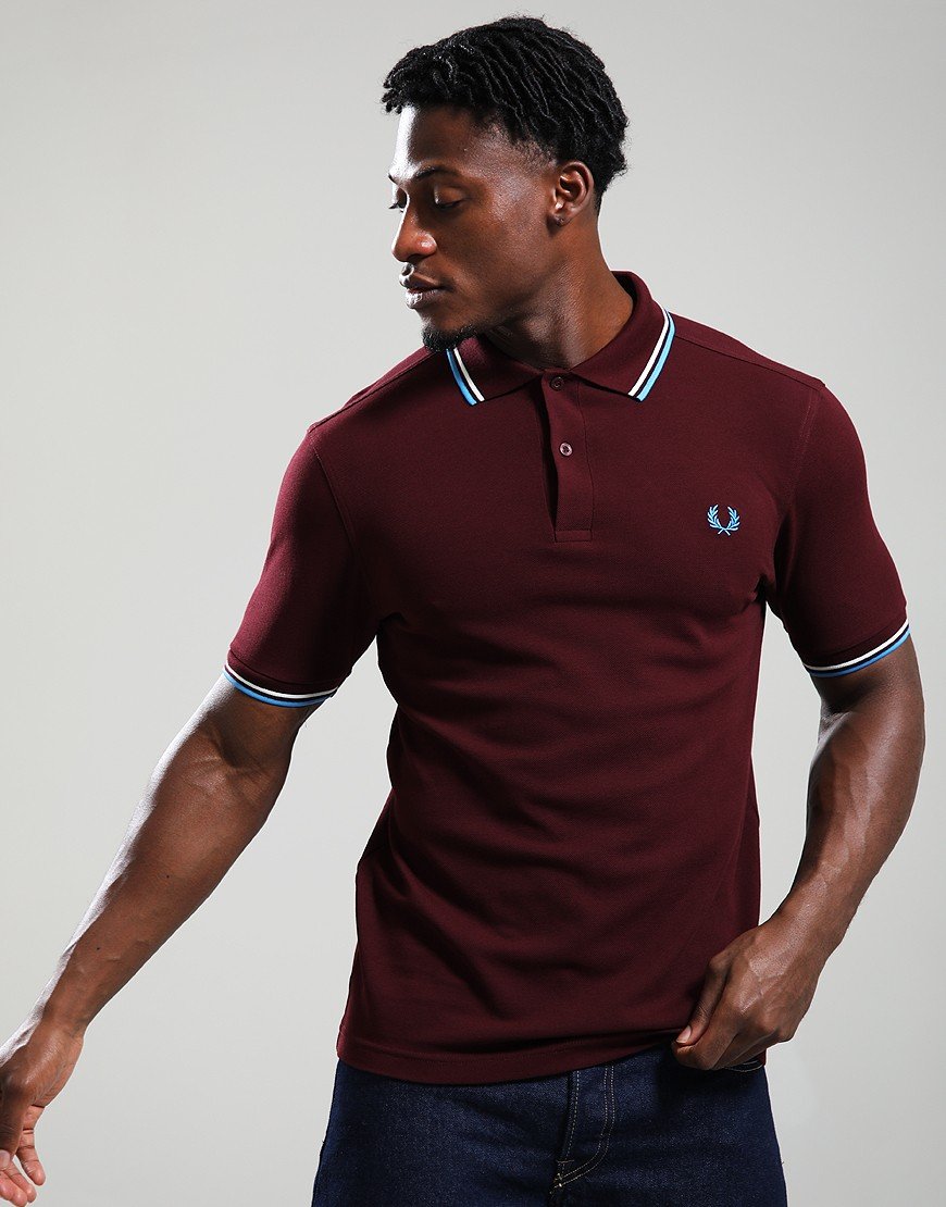 Fred Perry Twin Tipped Polo Shirt Oxblood/Ecru/Blue