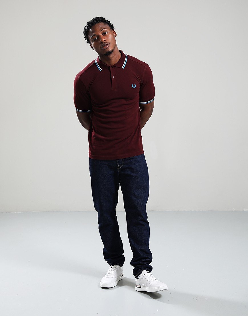 Fred Perry Twin Tipped Polo Shirt Oxblood/Ecru/Blue