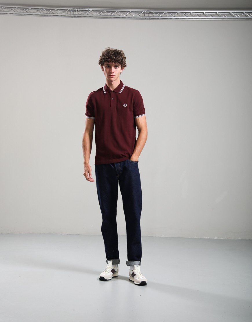 Fred Perry Twin Tipped Polo Shirt Oxblood/Iced Pink/Dusky Blue