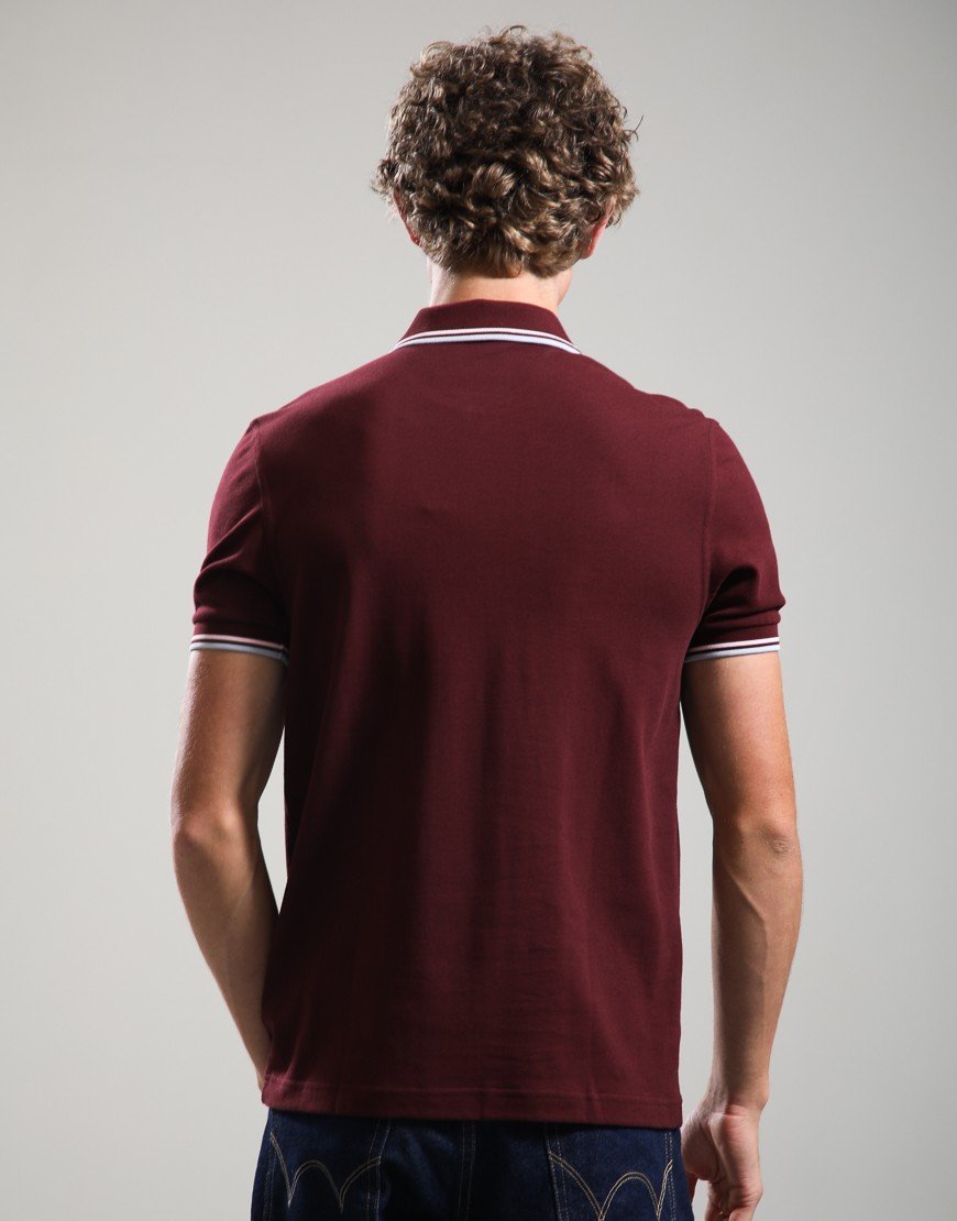 Fred Perry Twin Tipped Polo Shirt Oxblood/Iced Pink/Dusky Blue