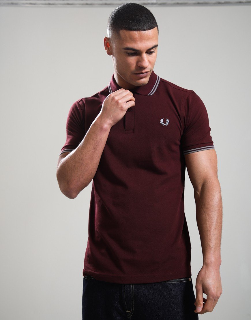 Fred Perry Twin Tipped Polo Shirt Oxblood/Stockport Blue