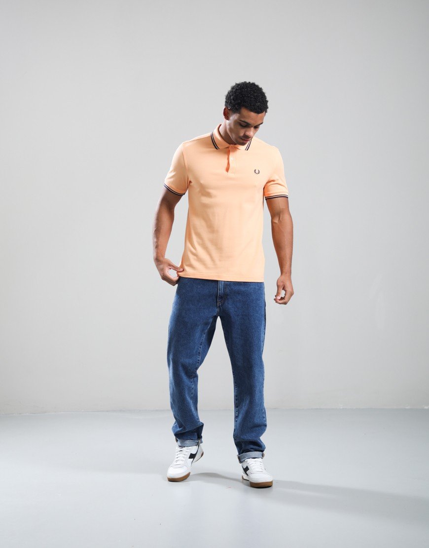 Fred Perry Twin Tipped Polo Shirt Peach/French Navy