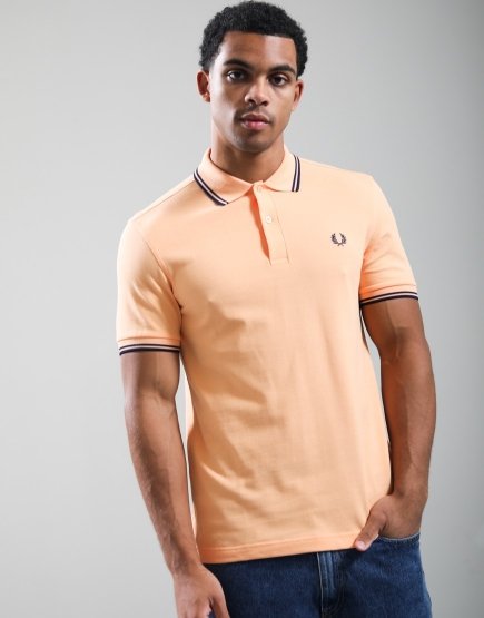 Fred Perry Twin Tipped Polo Shirt Peach/French Navy