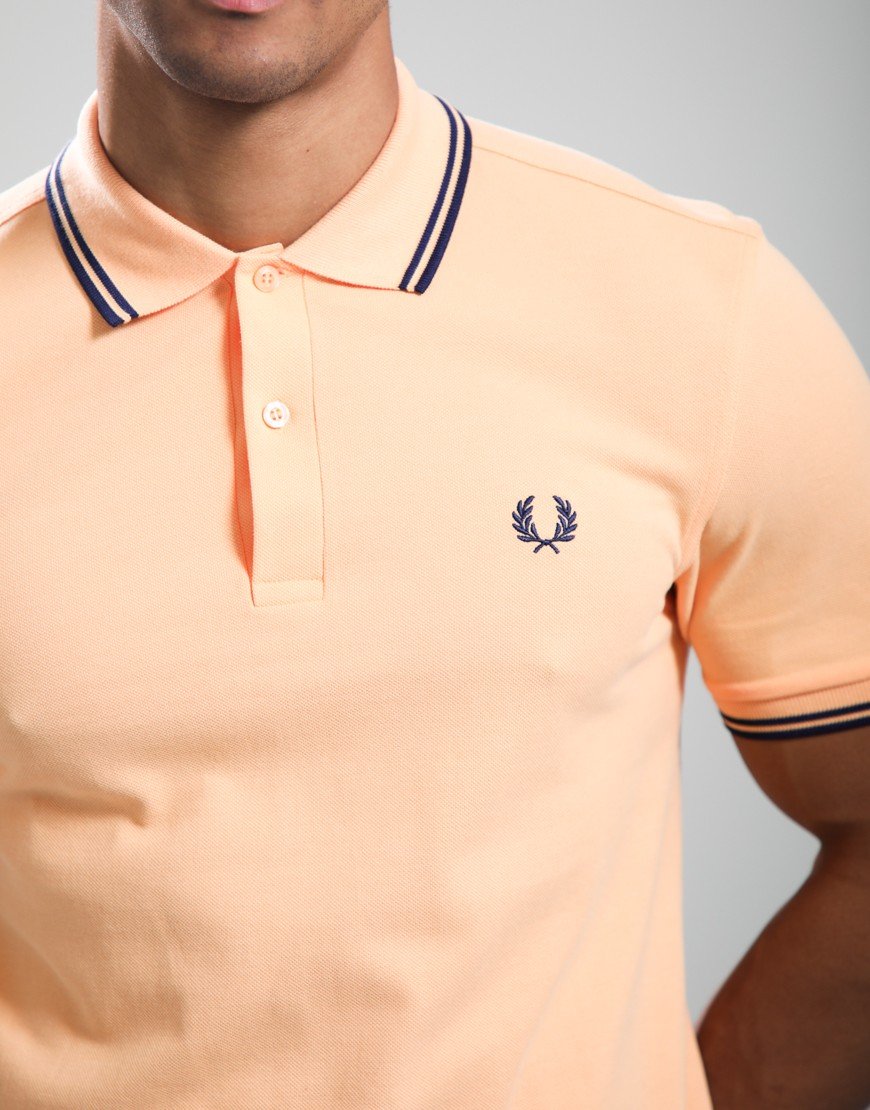 Fred Perry Twin Tipped Polo Shirt Peach/French Navy