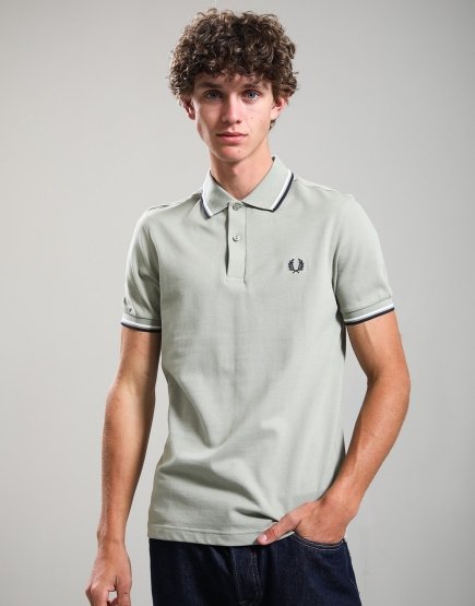 Fred Perry Twin Tipped Polo Shirt Seagrass/Ecru/Dark Airforce