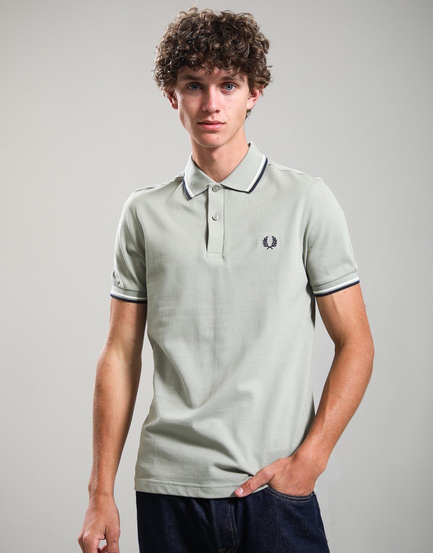 Fred Perry Twin Tipped Polo Shirt Seagrass/Ecru/Dark Airforce