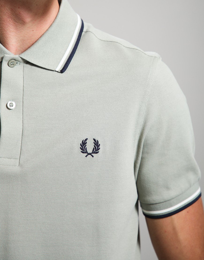 Fred Perry Twin Tipped Polo Shirt Seagrass/Ecru/Dark Airforce