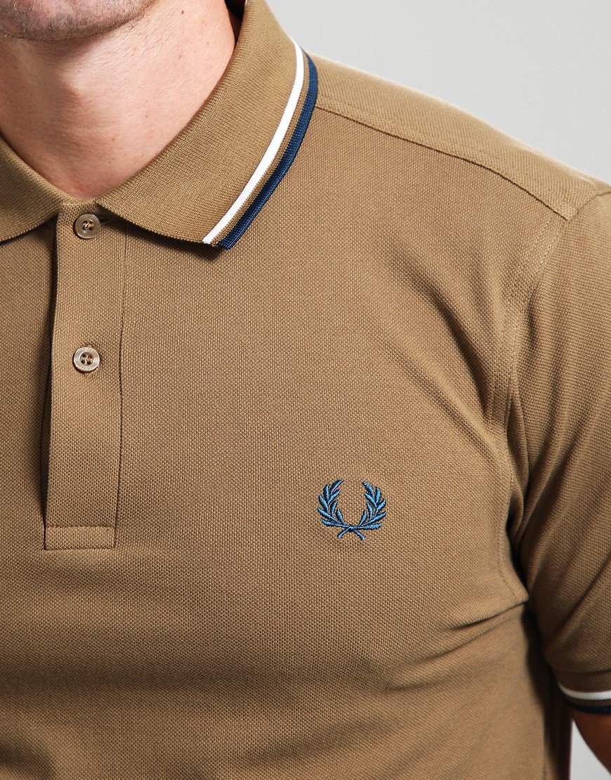 Fred Perry Twin Tipped Polo Shirt Shaded Stone/Ecru