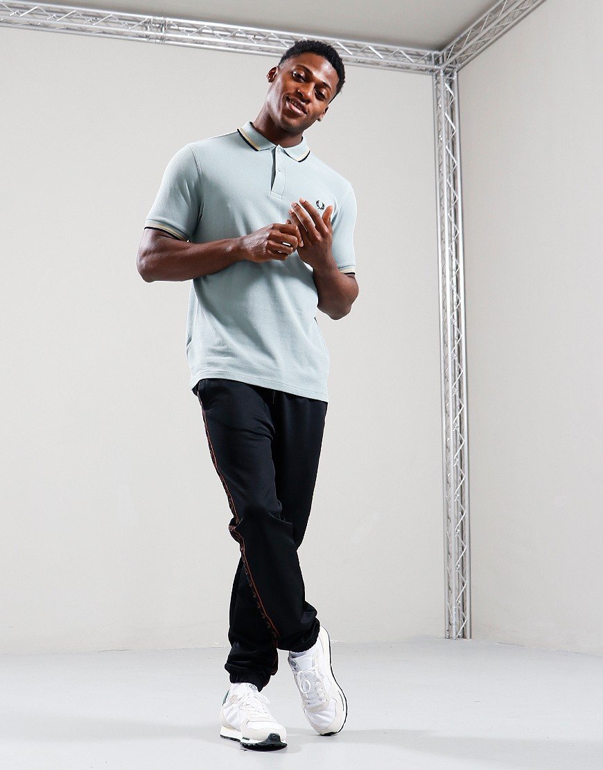 Fred Perry Twin Tipped Polo Shirt Silver Blue/Honeycomb