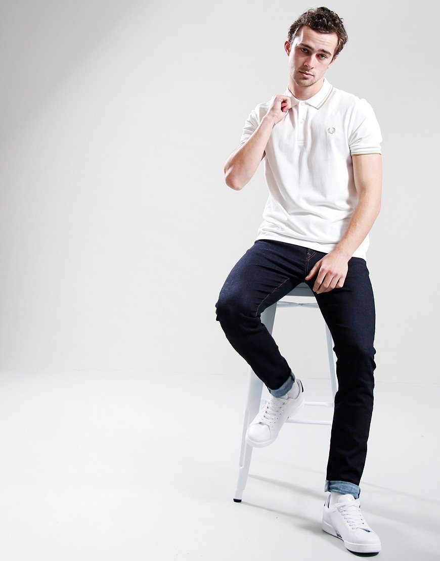 Fred Perry Twin Tipped Polo Shirt Snow/Oat/Stone