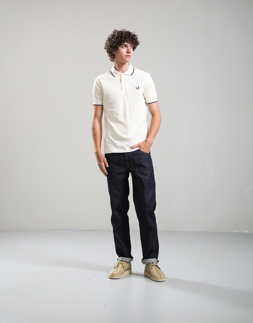 Fred Perry Twin Tipped Polo Shirt Ecru/Dusky Blue/French Navy