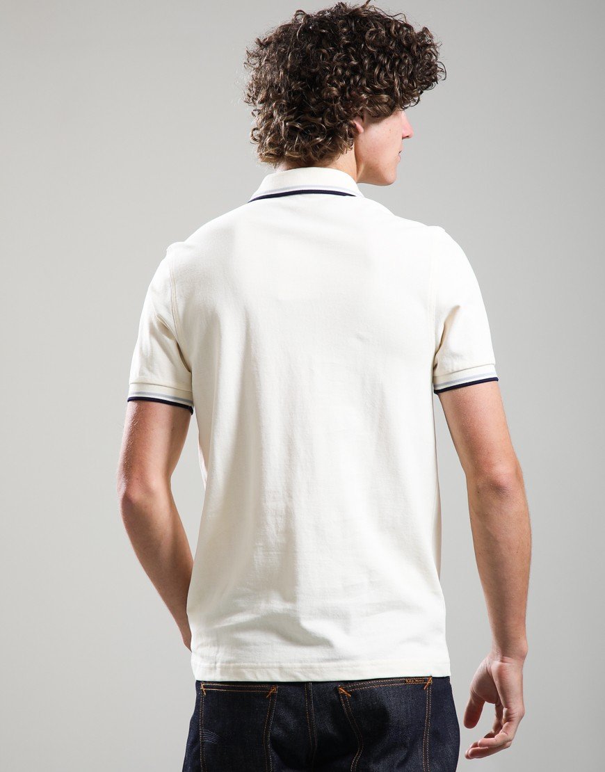 Fred Perry Twin Tipped Polo Shirt Ecru/Dusky Blue/French Navy