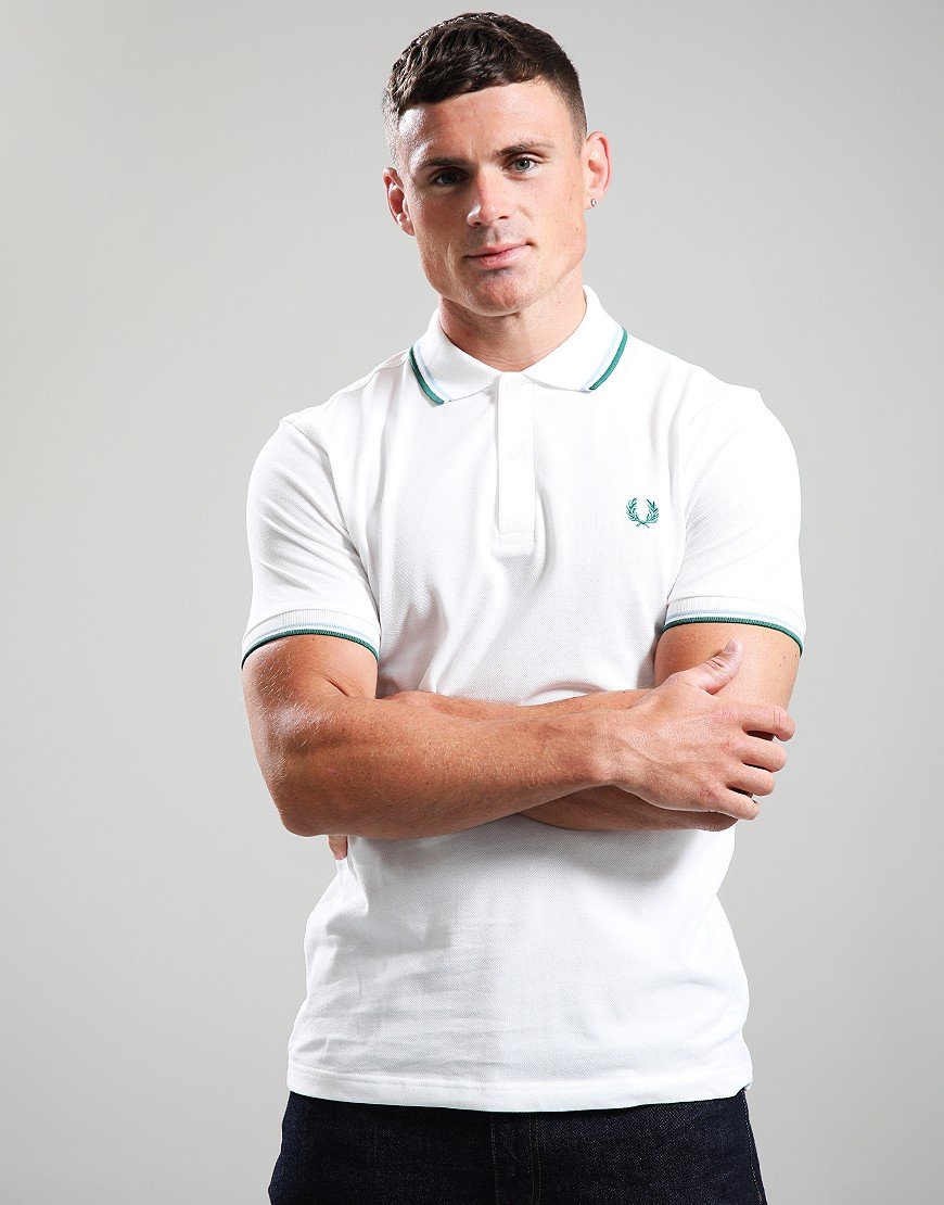 Fred Perry Twin Tipped Polo Shirt Snow White/Track Blue