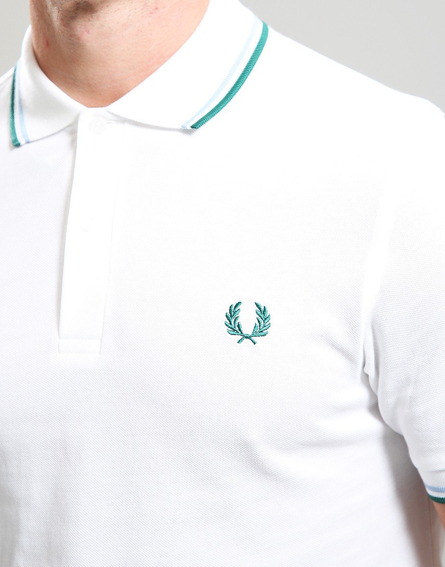 Fred Perry Twin Tipped Polo Shirt Snow White/Track Blue