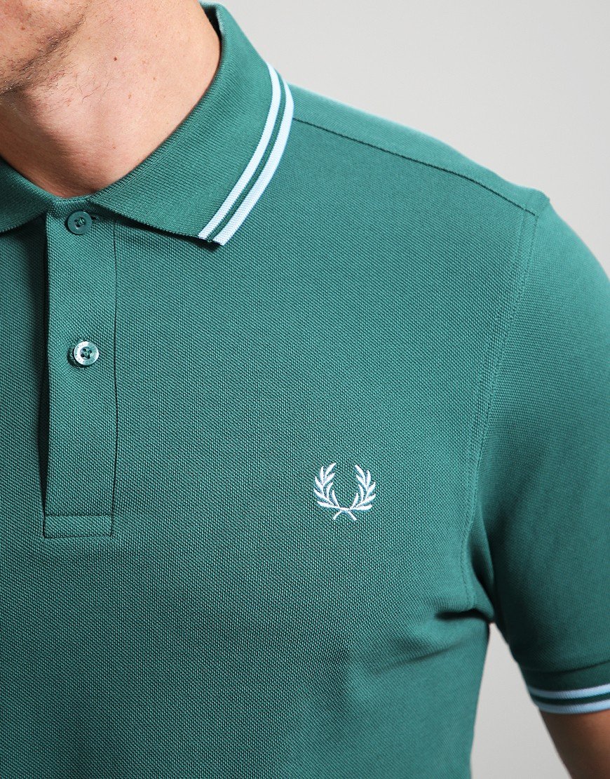 Fred Perry Twin Tipped Polo Shirt Sports Green/Track Blue