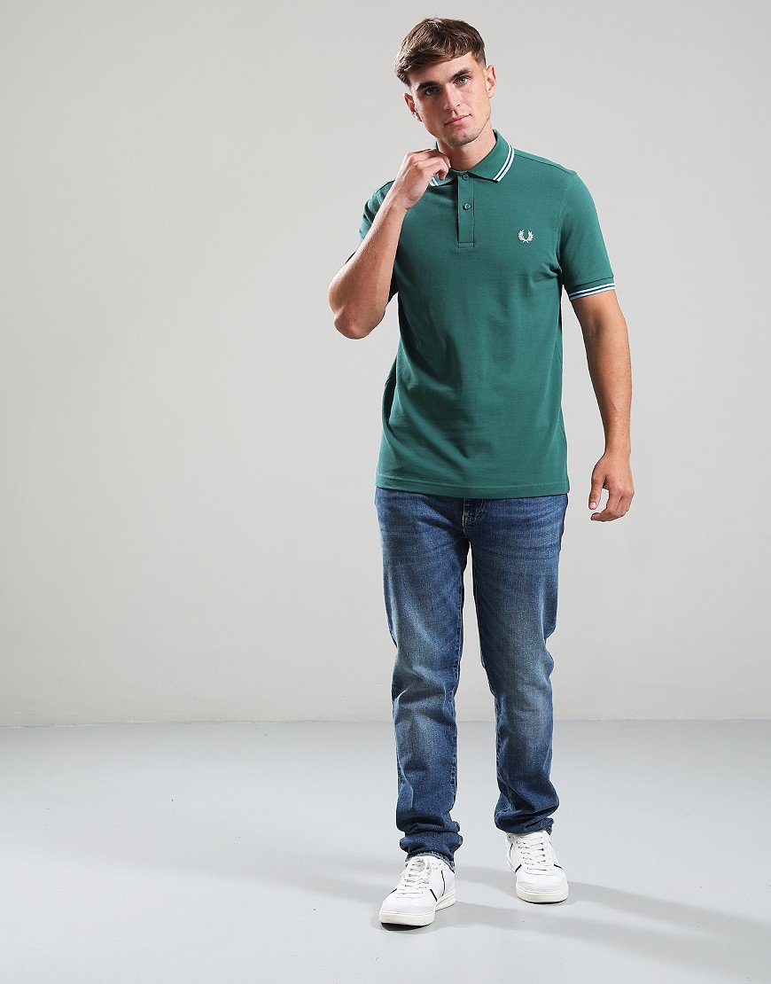 Fred Perry Twin Tipped Polo Shirt Sports Green/Track Blue