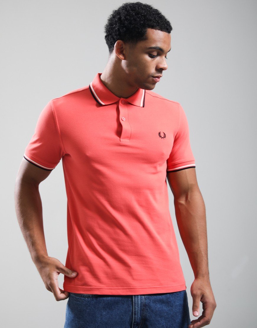 Fred Perry Twin Tipped Polo Shirt Strawberry Cream/Ecru/Black