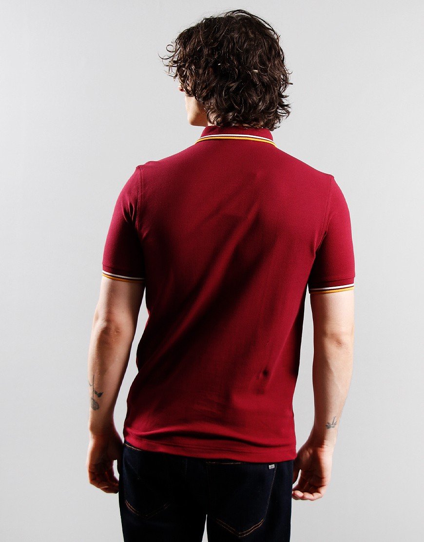 Fred Perry Twin Tipped Polo Shirt Tawney Port/Gold/Gold