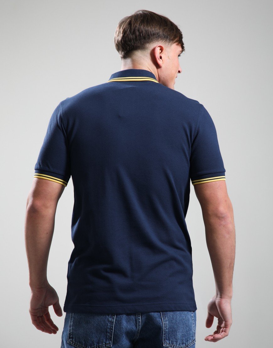 Fred Perry Twin Tipped Polo Shirt Tennis Blue/Lemon Barley