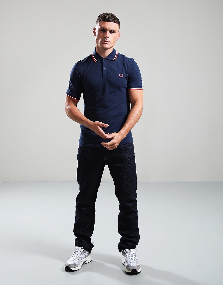 Fred Perry Twin Tipped Polo Shirt Tennis Blue/Silky/Flamingo