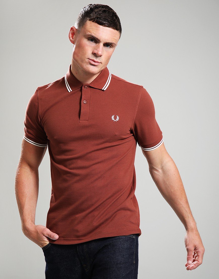 Fred Perry Twin Tipped Polo Shirt Whiskey Brown/Ecru