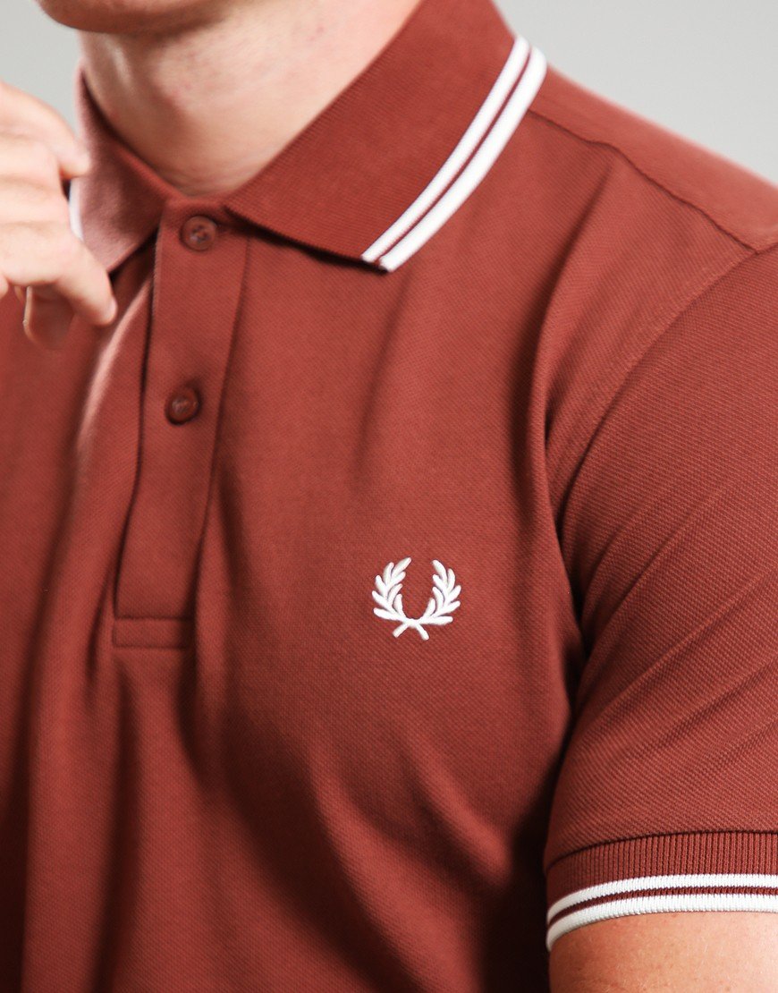Fred Perry Twin Tipped Polo Shirt Whiskey Brown/Ecru