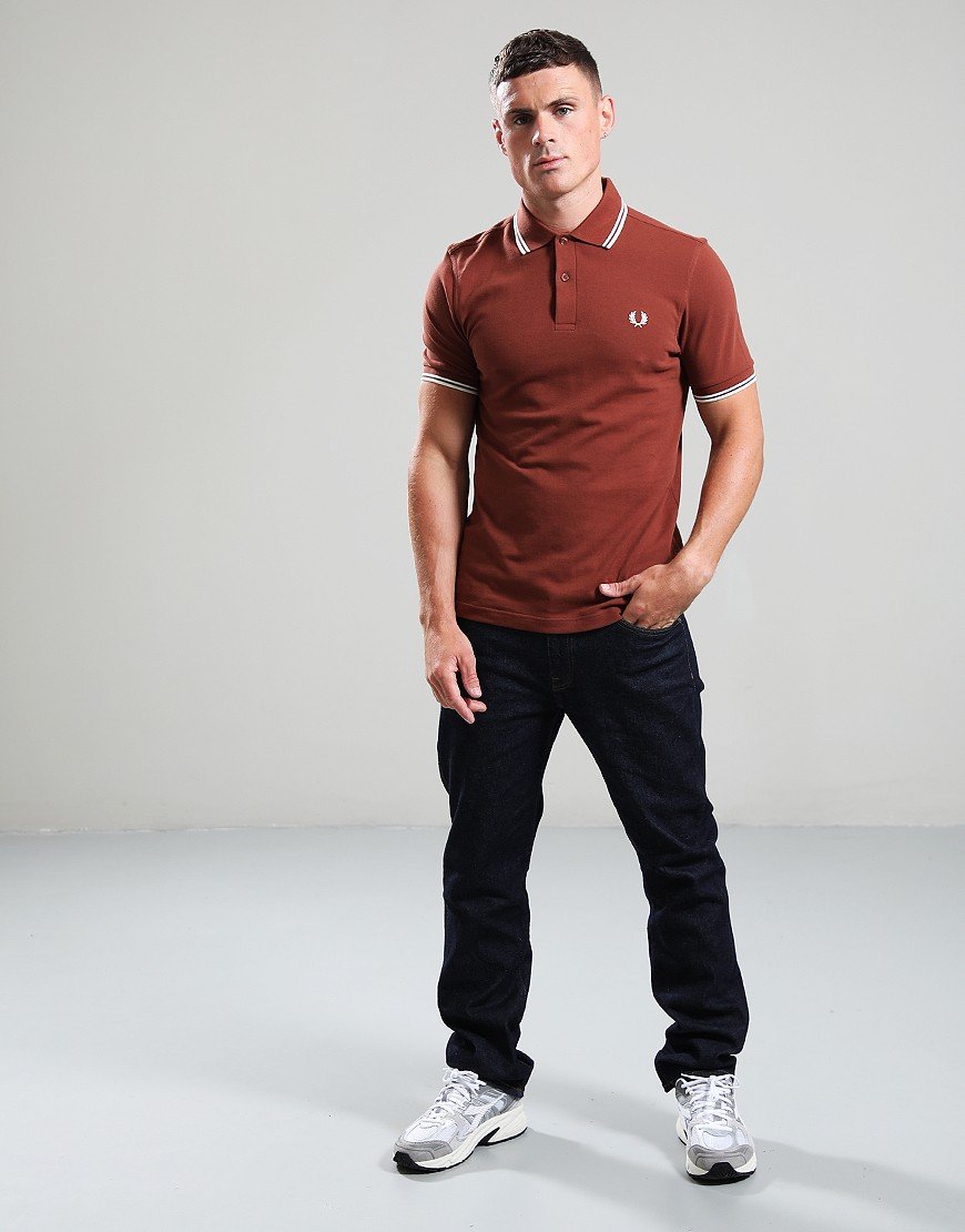 Fred Perry Twin Tipped Polo Shirt Whiskey Brown/Ecru
