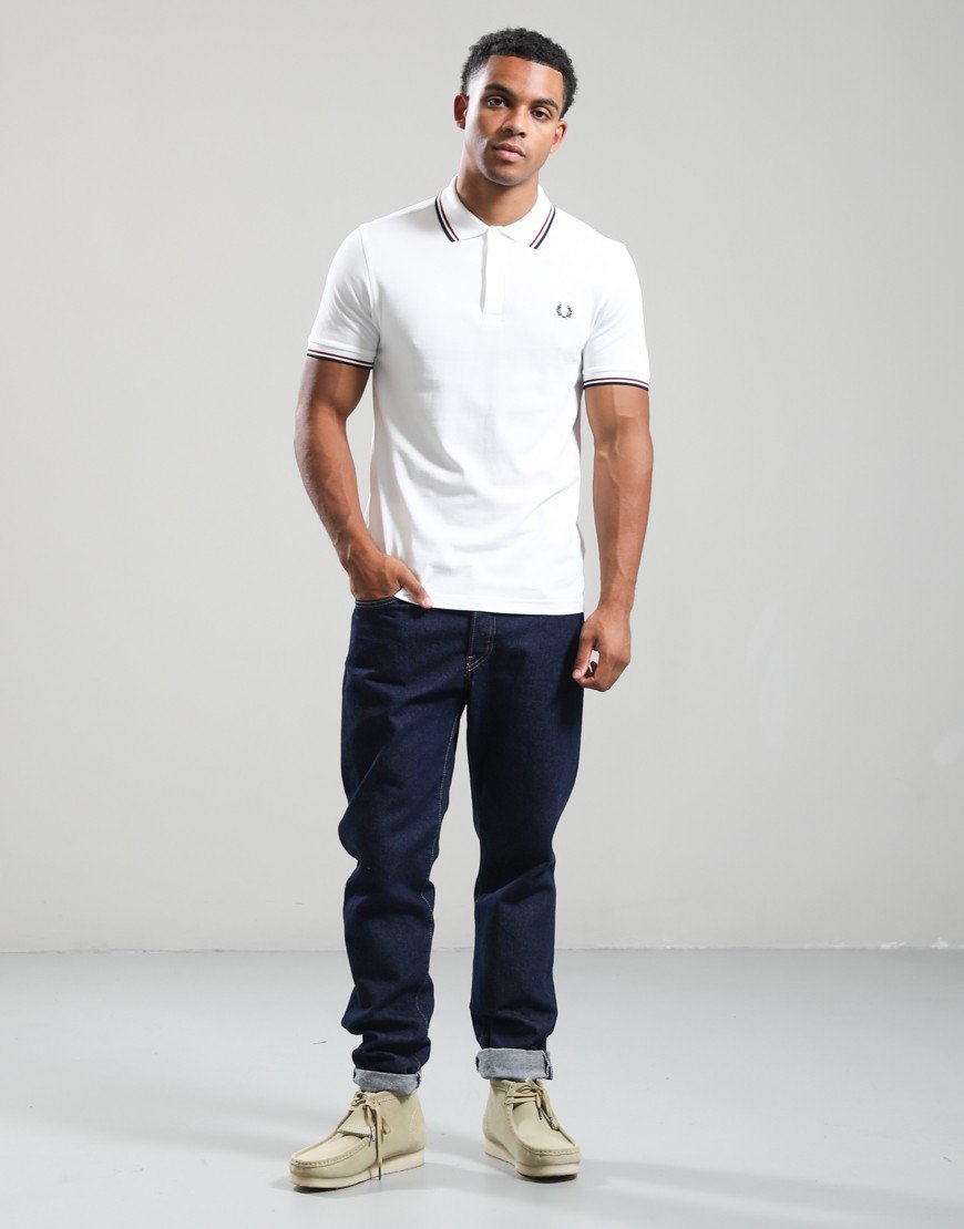 Fred Perry Twin Tipped Polo Shirt Snow/Red/Navy
