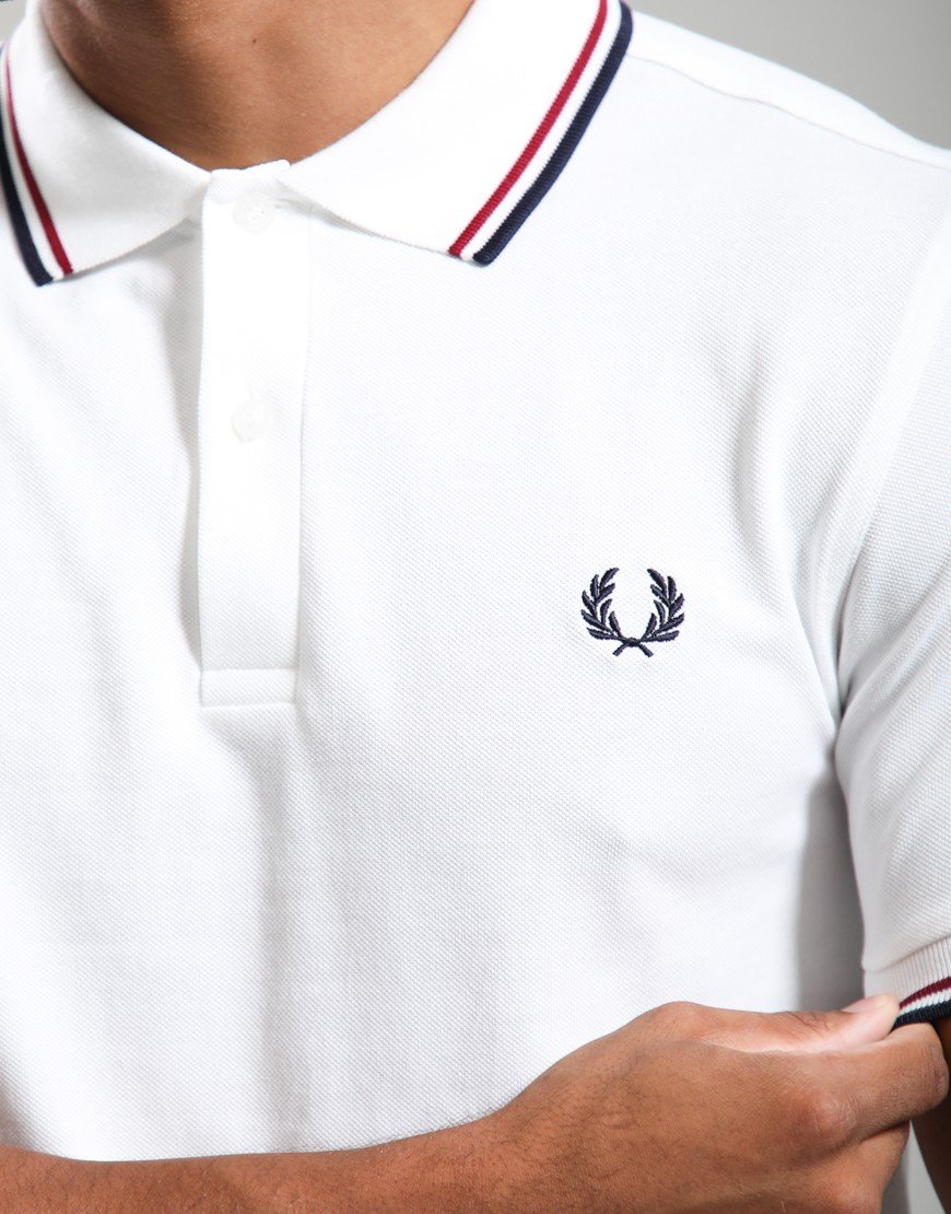Fred Perry Twin Tipped Polo Shirt Snow/Red/Navy
