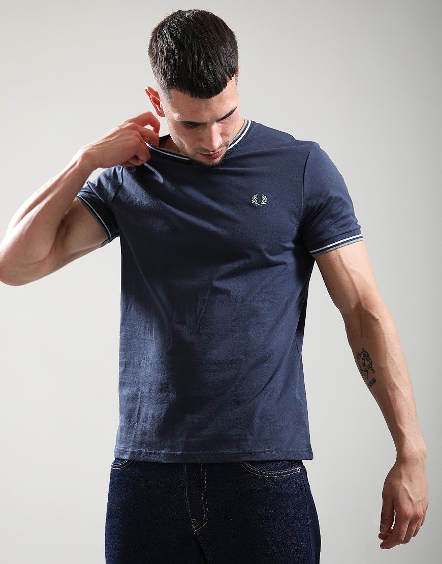Fred Perry Twin Tipped T-Shirt Airforce/Light Ice/Bayleaf