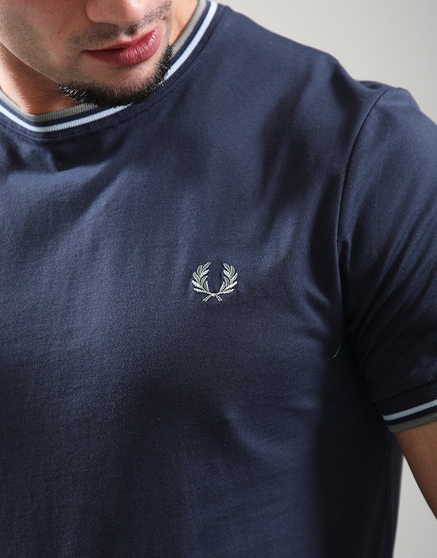 Fred Perry Twin Tipped T-Shirt Airforce/Light Ice/Bayleaf