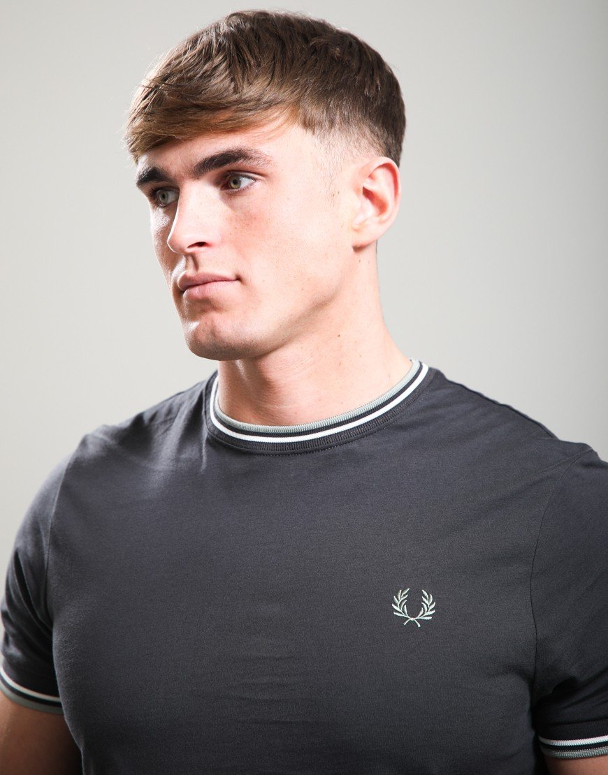 Fred Perry Twin Tipped T-Shirt Ancient Grey/Ecru/Sea Grass