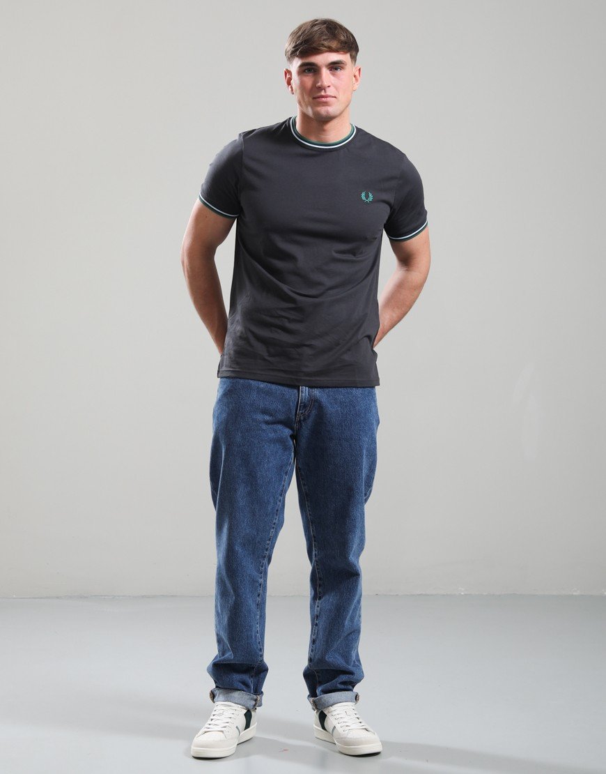 Fred Perry Twin Tipped T-Shirt Anchor Grey/Light Ice/Sport Green