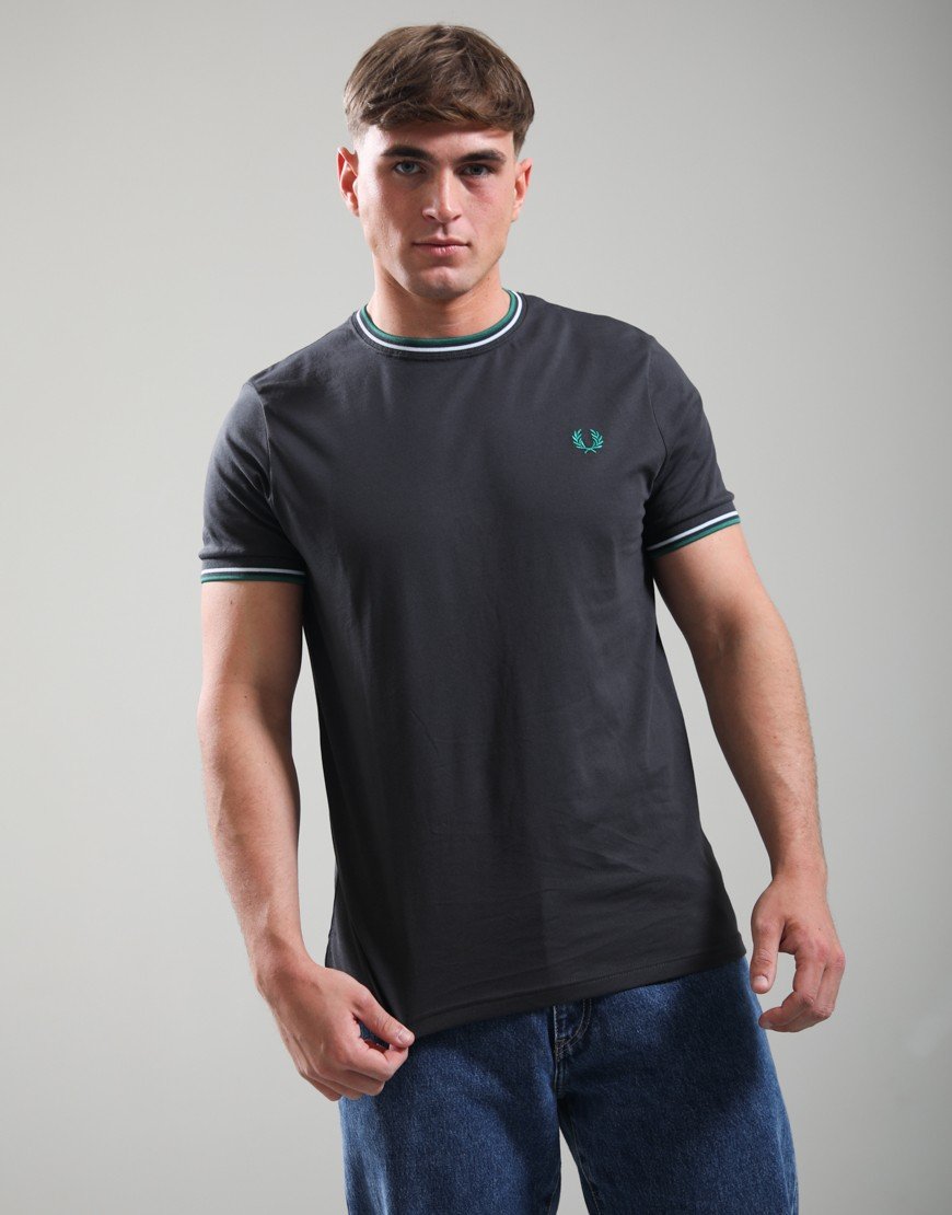 Fred Perry Twin Tipped T-Shirt Anchor Grey/Light Ice/Sport Green